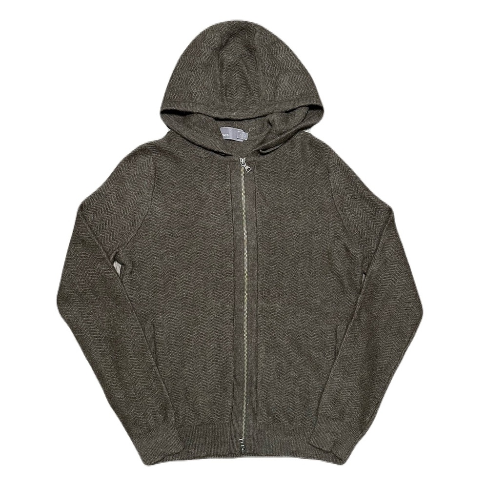 Vince Mens Alpaca Wool Full Zip Sweater Cardigan Hoodie Olive Green Size Small
